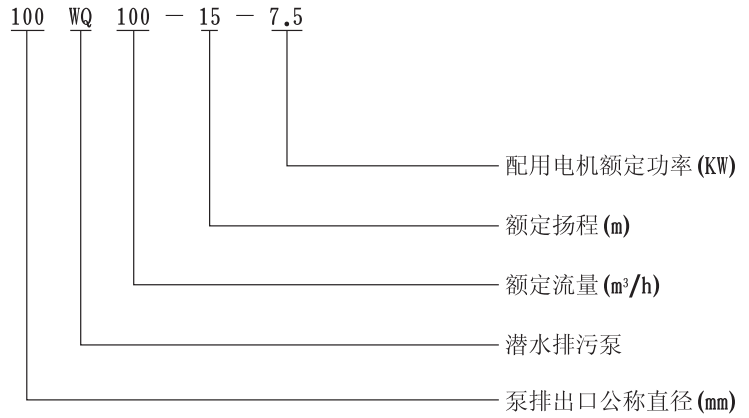WQ高效固定式潜水深夜福利视频在线观看型号意义